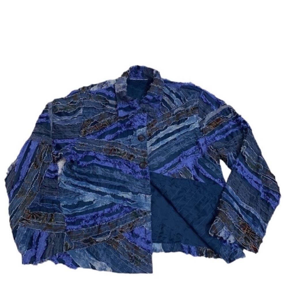 Women's PatchWork Blue Jacket - Picture 6 of 6